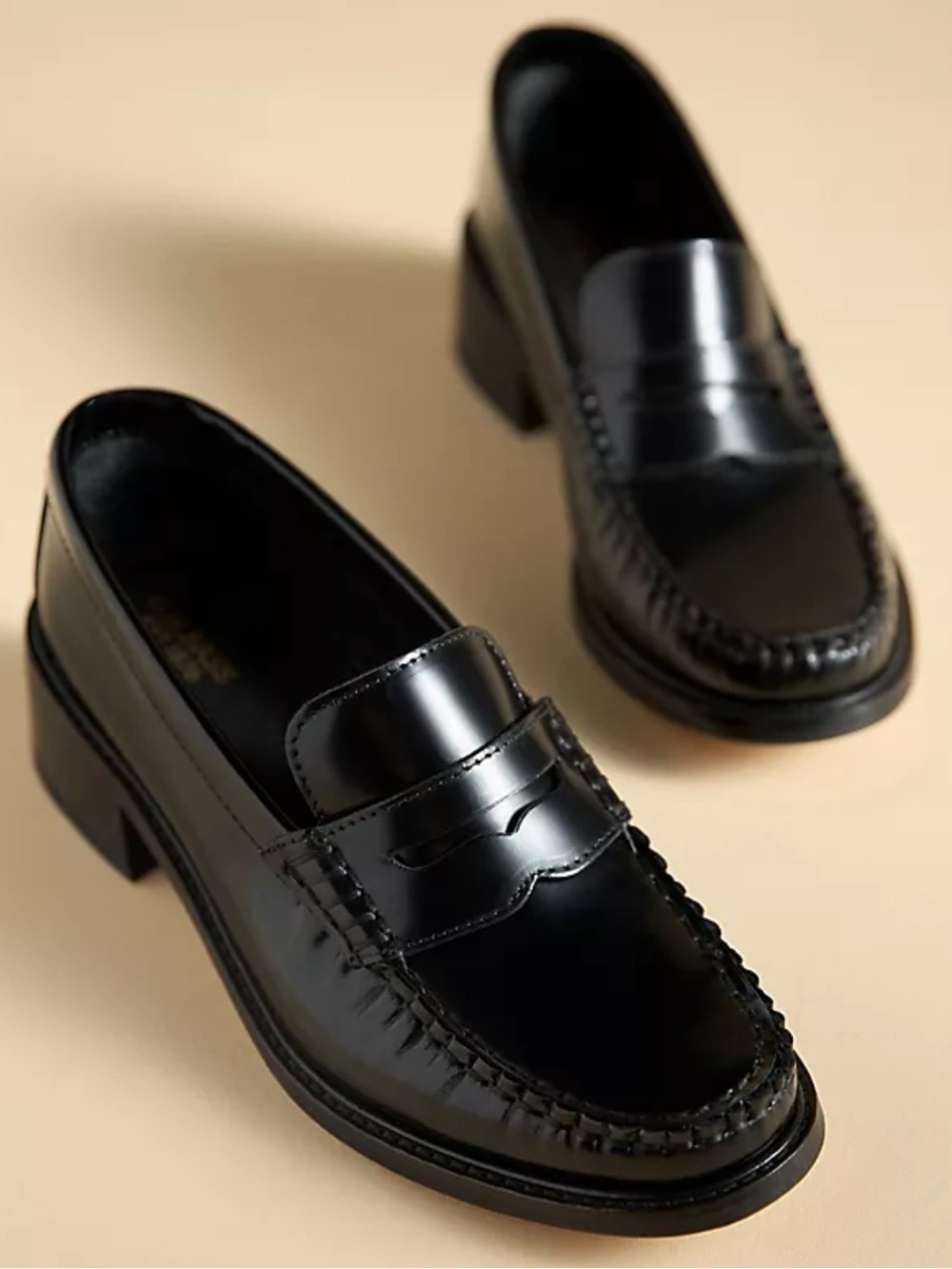 G.H. Bass WHITNEY BLACK BLOCK HEEL LOAFER SHOE US 7 $200